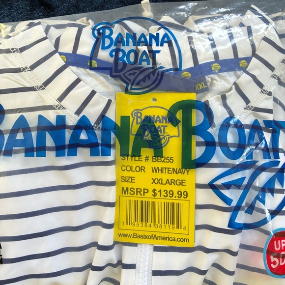 Banana Boat NEW Swim Coverup White and Navy XXL - Picture 2 of 9